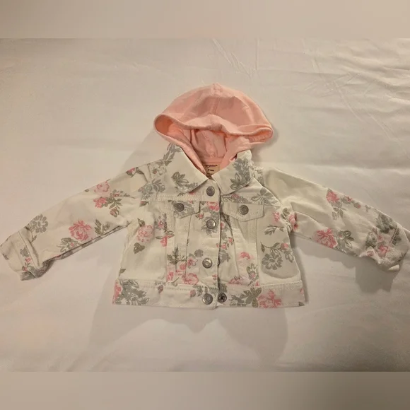 Arizona Jean Company Floral Kids Jean Jacket - Pink and White - Picture 2 of 8
